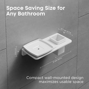 Double Layer Glass Soap Dish Wall Mounted Square Dual <b>Tray</b> Metal Holder Heavy Duty Bathroom Storage Rack Silver Finish Set - Product Image 4