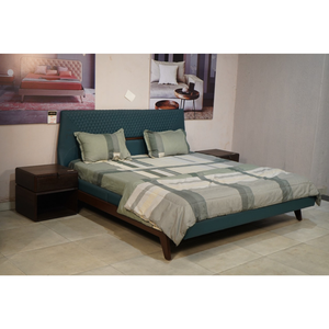 Cama King Size de Lujo Tapizada, Cabecera Moderna Acolchada de Cuero PU/Terciopelo/Tela, Estructura con Recubrimiento en Polvo CRCA - Product Image 1