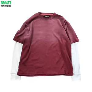 Custom 220 Grams Double Layer Knitted Waffle Short Sleeve Men's T-<b>Shirt</b> <b>Y2K</b> Acid Wash Stone Faded Cuff 100% Cotton Eco-Friendly - Product Image 4