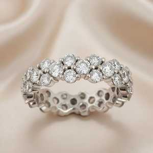 Bague empilable Cluster Fully Eternity en argent 925 avec moissanite taille ronde, bijoux fins unisexes pour cadeau de fête et breloques - Product Image 3