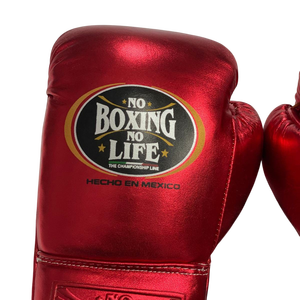 Guantes de Boxeo 'No Boxing No Life' con Cierre de Cordones, para Muay Thai y Artes Marciales, Personalizados, 100% Cuero Genuino, Profesionales y Ligeros - Product Image 2