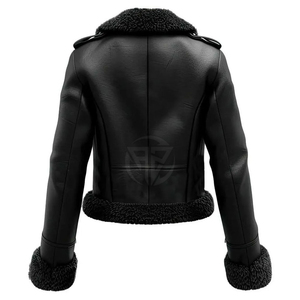 Veste en cuir d'inspiration luxueuse pour l'hiver, en peau de mouton, avec un design respirant en tricot, écologique et offrant une sensation de chaleur - Product Image 5