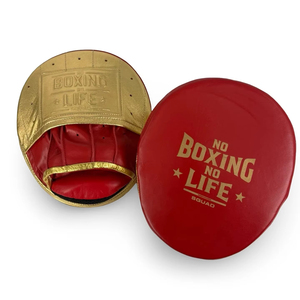Guantes de MMA Personalizados de Alta Calidad, Sin Boxeo No Hay Vida, Guantes de Entrenamiento de Cuero Genuino de Precisión, Almohadillas de Enfoque - Rojo/Dorado - Product Image 1