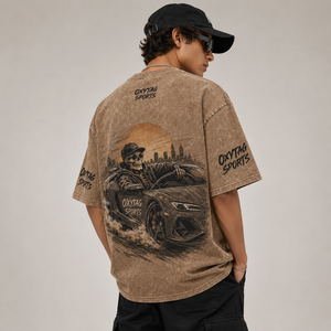 Camiseta de algodón de alta calidad para hombre, lavado ácido, al por mayor, estilo urbano, manga corta, cuello redondo, informal, personalizable frontalmente - Product Image 2