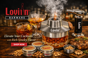 Lovin Disposable Eco-Friendly Stainless Steel Cocktail Smoker with Wood Handles Durable <b>Bar</b> <b>Tool</b> for Whiskey Red Wine Cocktails - Product Image 2