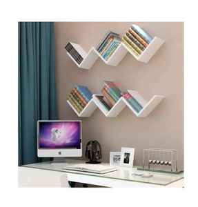 Modern Interlocking Cube Floating Shelf Elegant <b>Wall</b> Mount Geometric Box <b>Storage</b> Rack Display <b>Unit</b> White For Home Decor - Product Image 3