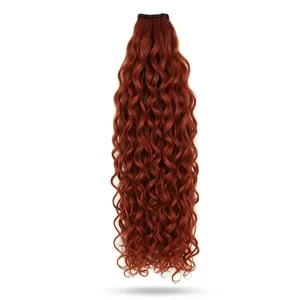 Long Reddish Curly 100% Remy Human Hair Weft <b>Wig</b> Natural Color Full Volume Silk Base Dark <b>Brown</b> Customize Size - Product Image 3