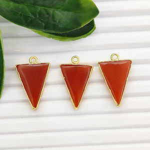 จี้รูปสามเหลี่ยมโอปอลสีน้ำเงินเคลือบทอง โอปอลธรรมชาติสีน้ำเงิน ขนาด 20x15 มม. ชุบทอง ทำด้วยมือ สำหรับทำเครื่องประดับ ตัวเชื่อมต่อแบบแผ่น - Product Image 2