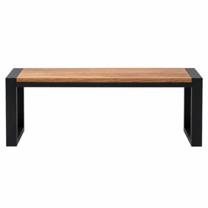 Banc de patio industriel Vanta en bois de Suar massif, cadre en fer noir de qualité supérieure, durable, résistant à l'eau, 2 places, restaurant, café, hôtel - Product Image 2