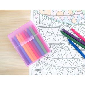 Scatola per pastelli da 16 pezzi, contenitori in plastica trasparente, viola e verde con coperchio incernierato e chiusura a scatto, i colori possono variare - Product Image 2