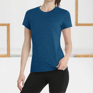 Camiseta informal de última moda para mujer, personalizable, de color sólido, corte ajustado, 100% algodón, transpirable, para verano. - Product Image 6