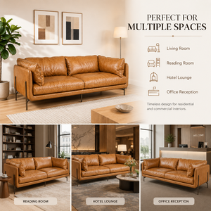 Luxury Genuine Leather Sofa Modern 3 Seat <b>Couch</b> <b>for</b> Living Room Apartment Hotel Lounge Furniture Contemporary Leather Sofa - Product Image 4