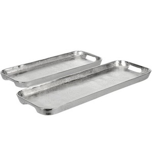 <b>Trays</b> Metal Aluminum Serving <b>Tray</b> With Handle Tea Coffee And Snacks Serving <b>Tray</b> Gold Plated Handcrafted Hotels Supplies - Product Image 2