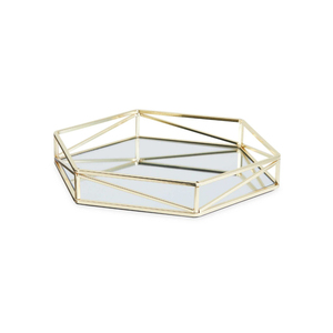 Plateau rectangulaire en verre miroir doré, décoratif, pour organiser les parfums et les bijoux, idéal pour la salle de bain, la chambre, la table de maquillage ou la table basse. - Product Image 6