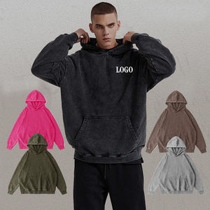 Sudadera con Capucha Extra Grande para Hombre, Color Sólido, Algodón French Terry, Corte Casual, Bolsillo Frontal con Logotipo, Ropa de Otoño - Product Image 1