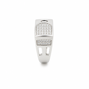 Bague Chevalière en Argent Sterling 925 Micro-Pavée de Zircons Cubiques pour Homme, Cadeau de Mariage ou de Fête, Finition Géométrique Poli Miroir - Product Image 4