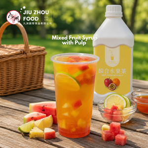 Sirop alimentaire concentré de fruits mélangés avec pulpe et purée, 2,5 kg, Halal, viscosité stable, pour la vente en gros de desserts - Product Image 1