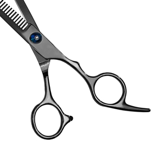 Ciseaux professionnels à effiler les cheveux, faible MOQ, en acier inoxydable, pour droitiers, manche long, couleur personnalisable, outils de barbier - Product Image 4