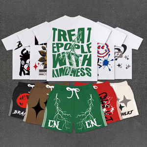 Ensembles 2 pièces pour hommes, T-shirt à col rond et manches courtes et short à cordon de serrage, ensemble personnalisé avec logo, ensembles courts pour hommes, ensemble de shorts d'été - Product Image 6