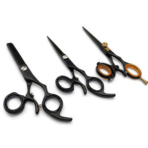 Ensemble professionnel de ciseaux de coiffure noirs en acier inoxydable pour la coupe et l'éclaircissement des cheveux, outils de barbier et de salon, vente en gros - Product Image 2