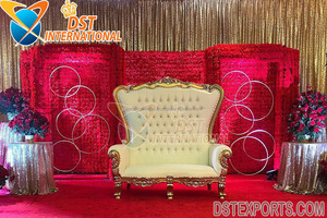 Salon de Mariage Causeuse Italienne Blanche Dorée Mariage Indien Maharaja Canapé pour Scène Magnifique Chaise de Mariage Indienne - Product Image 5