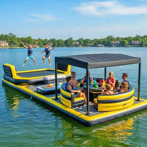 Bateau flottant gonflable en PVC, plateforme de fête portable avec trampoline intégré pour utilisation en parc aquatique, capacité >10 personnes - Product Image 2