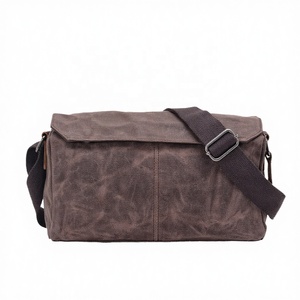 Messenger Canvas <b>Shoulder</b> <b>Bag</b> Dark Brown Adjustable Strap <b>Men's</b> Crossbody <b>Bag</b> - Product Image 2