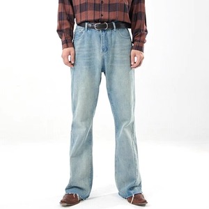 Pantalon en jean taille haute pour homme, coupe crayon, uni, ajusté, extensible, délavé, respirant, séchage rapide, écologique, léger, décontracté, OEM 100% - Product Image 1