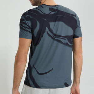 Camiseta de Manga Corta para Hombre, de Secado Rápido, con Estampado Abstracto, Corte Ajustado, Cuello Redondo, Estilo Casual - Product Image 2