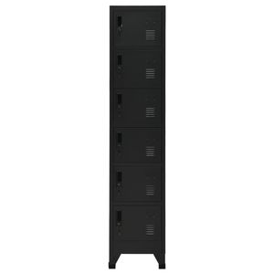 Armoire de rangement haute en acier noir, casiers rectangulaires de couleur noire - Product Image 2