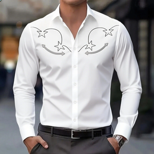 Chemise habillée de cowboy occidentale à manches courtes pour homme, en flanelle 100 % coton, col boutonné, imprimé sérigraphié, style rétro nostalgique d'été - Product Image 3