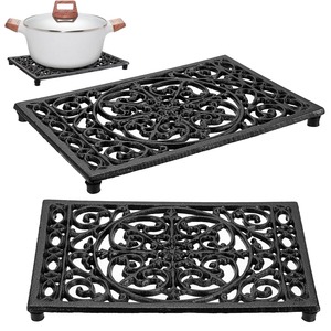 Premium Iron Metal <b>Trivet</b> Heat Resistant Stand With Durable Construction Ideal For Protecting Table Surfaces From Hot Pots Pans - Product Image 6