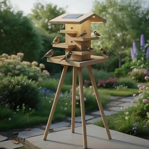 Mangeoire à oiseaux moderne en bois de teck à plusieurs niveaux - Fabrication artisanale en gros - Product Image 1