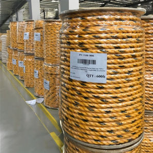 Cordes de barrière torsadées jaunes et noires à 3 et 4 brins en PP avec emballage en tambours en bois pour cordes de marquage de clôture 4-40 mm Inde - Product Image 1