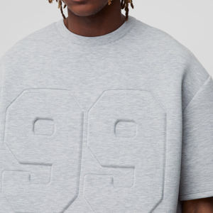 T-shirt en coton épais pour homme avec motif gaufré numéro 99 – Vente en gros - Product Image 4