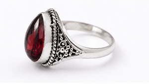 Natural <b>Garnet</b> Pear Shape 925 Sterling <b>Silver</b> <b>Ring</b>, Handmade Red Gemstone <b>Ring</b>, Vintage Statement <b>Ring</b>, January Birthstone Gift - Product Image 3