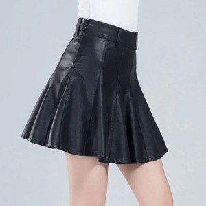 Woman <b>Skirts</b> Elegant Plus Size New Fashion Korean Style Genuine Real <b>Leather</b> <b>Skirts</b> High Waist Solid Color Casual A Line Short - Product Image 2