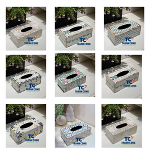 กล่องทิชชู่แม่มุกมีสไตล์สำหรับการใช้ชีวิตที่หรูหราและตัวเลือกการให้เป็นของขวัญที่หรูหราพร้อมกล่องทิชชู่คุณภาพสูงพร้อมโมเสคมุก - Product Image 2