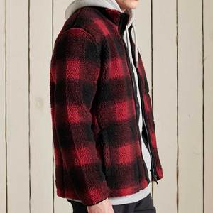 เสื้อฮู้ดถักลายสก็อตสีแดงดำสำหรับผู้ชาย สไตล์เลเยอร์ลุคสบายๆ สำหรับฤดูหนาว ผ้าฝ้าย 100% - Product Image 2