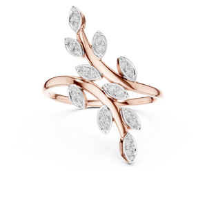 Anillo de Diamantes Cultivados en Laboratorio DEWDROP LEAF, Oro Blanco de 18 Quilates con Baño de Rodio, Corte Brillante, para Compromiso, Boda, Fiesta, Regalo de San Valentín - Product Image 5