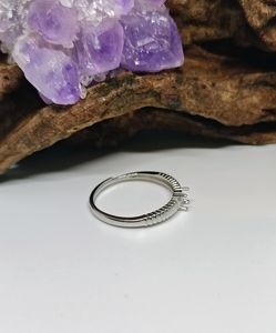 Support de monture de bague ovale cannelé en argent sterling massif 4x3mm, rhodié, pré-découpé, pour bijoux - Product Image 4