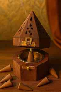 Bamboo <b>Bakhoor</b> Burner for Burning <b>Oud</b> Incense Decorative Wooden Frame Design Eco-Friendly Aromatherapy Premium Home Accessories - Product Image 5