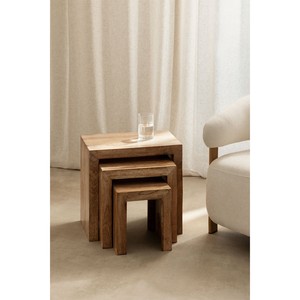 Mango Wood <b>Rectangle</b> Minimalist Design Nested <b>Side</b> <b>Tables</b> Set-Handcrafted Natural Finish Eco-friendly Durable Lightweight - Product Image 3