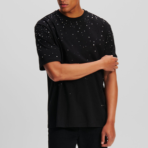 Soft Men's <b>Clothes</b> Oversized Custom Rhinestone T-Shirts 100% Cotton Manufacturer Streetwear Heavyweight Plain T-Shirts For Men's - Product Image 3