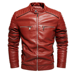 Loose Fit Full Zipper <b>Leather</b> Winter <b>Jacket</b> Wholesale <b>Leather</b> <b>Jacket</b> Plus Size <b>Men</b> <b>Leather</b> <b>Jacket</b> - Product Image 1