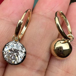 8 CTW Round Lab Grown Diamond Earrings, Gold Huggie Drop Earrings <b>Large</b> Statement Diamond Dangle Earrings, Bridal Luxury Jewelry - Product Image 4