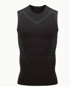 Men's Sleeveless <b>Compression</b> <b>Shirt</b> <b>Black</b> O-Neck Slim Fit Quick Dry Knitted Spandex/Polyester Anti-Pilling Front Logo TRIBON - Product Image 6
