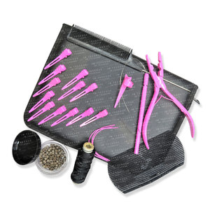 Customized Hair Extension & Micro Links Hair Extensions <b>Tools</b> Kit in Hot <b>pink</b> Color Customized Design Custom Logo - Product Image 2