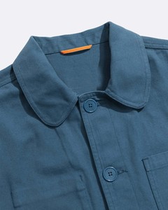 Veste de travail française personnalisée pour hommes en gros, manteau en sergé de coton bleu OEM, uniforme de travail durable et utilitaire - Product Image 5