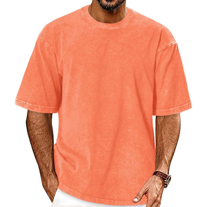 2026 Factory Price <b>Men</b> Oversized Acid Wash Orange <b>Longline</b> <b>T</b> <b>Shirt</b> Short Sleeve O Neck Solid Street Style Tee OEM 100% Cotton - Product Image 6